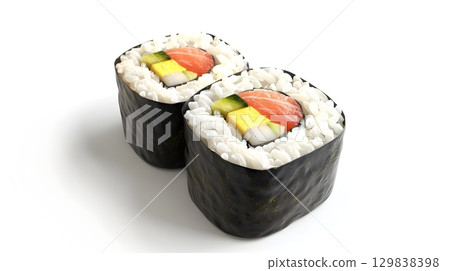 Meticulously Crafted Sushi Roll Icon Representing Authentic Japanese Culinary and Gourmet Dining Experience 129838398
