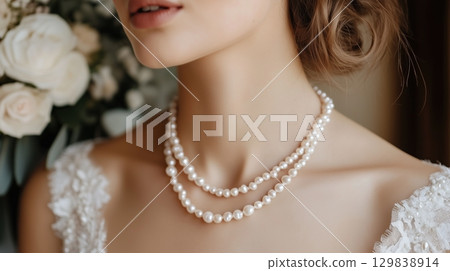 Romantic Pearls on a Bridal Theme 129838914