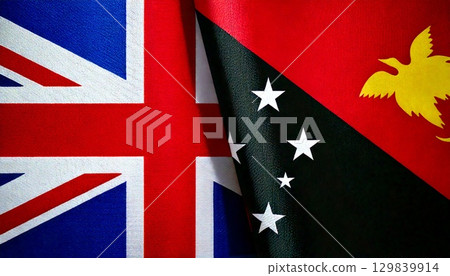 英國及巴布亞紐幾內亞國旗 129839914