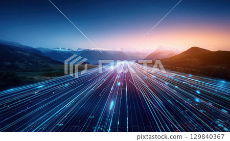 vibrant digital landscape showcasing hyperautomation technologies and connectivity 129840367
