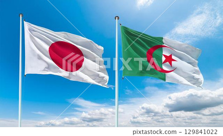 Japanese flag and Algerian flag Japanese flag and Algerian flag 129841022