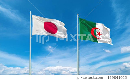 Japanese flag and Algerian flag Japanese flag and Algerian flag 129841023