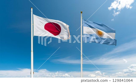 Japanese flag and Argentine flag Japanese flag and Argentine flag 129841064