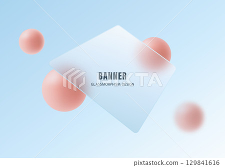 Light glassmorphism banner with coral spheres Light glassmorphism banner with coral spheres 129841616