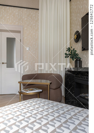 Stylish Living Room Corner with Modern Chair Stylish Living Room Corner with Modern Chair 129841772