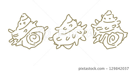 Turban shell - simple hand-drawn line drawing illustration 129842037
