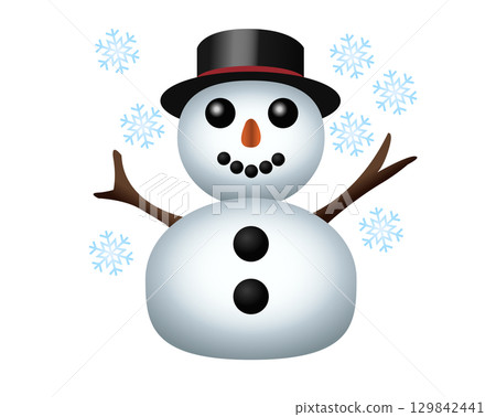 Classic snowman made from two large snowballs icon with snowflake 129842441