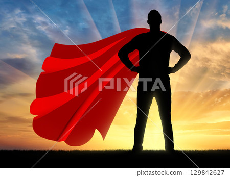 Successful strong superhero businessman 129842627