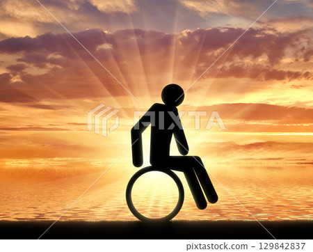 Disabled person in a wheelchair icon man 129842837
