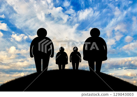 Fat family at sunset Fat family at sunset 129843003