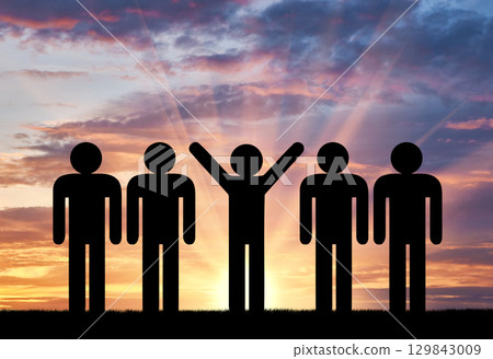 Stand out from the crowd concept 129843009