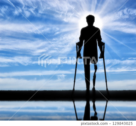 Concept of disability, prosthetic leg 129843025