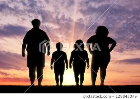 Fat family suffering from obesity 129843079