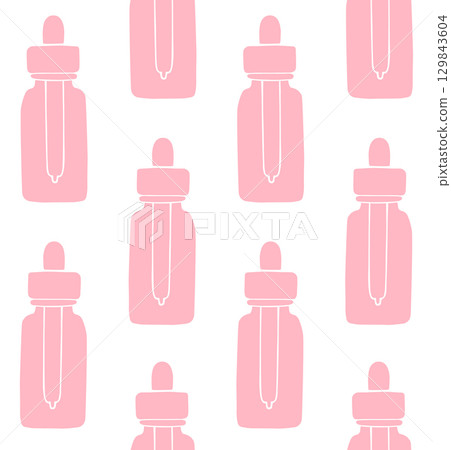 Vector seamless pattern of oil essence bottle 129843604