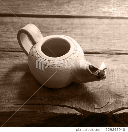 Old retro rural lamp pot 129843940