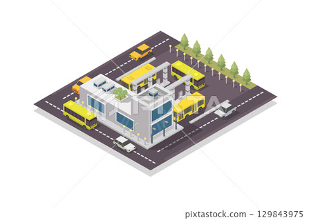 Isometric bus depot 129843975