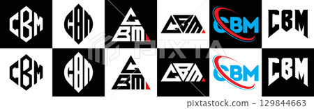 CBM letter logo design in six style. CBM polygon, circle, triangle, hexagon, flat and simple style with black and white color variation letter logo set in one artboard. CBM minimalist and classic logo CBM letter logo design in six style. CBM polygon, circle, triangle, hexagon, flat and simple style with black and white color variation letter logo set in one artboard. CBM minimalist and classic logo 129844663