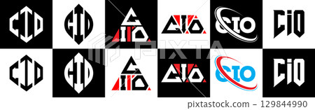 CIO letter logo design in six style. CIO polygon, circle, triangle, hexagon, flat and simple style with black and white color variation letter logo set in one artboard. CIO minimalist and classic logo CIO letter logo design in six style. CIO polygon, circle, triangle, hexagon, flat and simple style with black and white color variation letter logo set in one artboard. CIO minimalist and classic logo 129844990