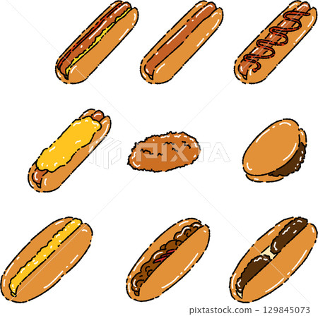 Various bread illustration set (glossy) 129845073