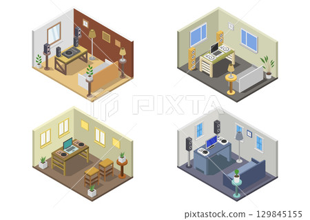 Isometric DJ room 129845155