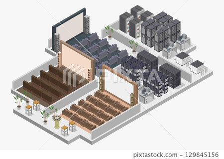 Isometric cinema room 129845156