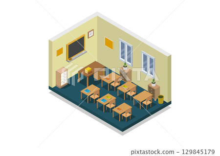 Isometric school room 129845179