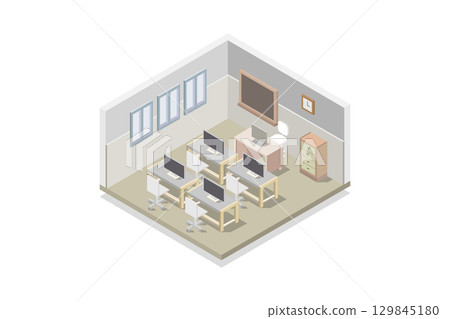 Isometric school room 129845180