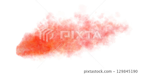 Thick red exhaust smoke cloud trail isolated from aircraft or vehicle with combustion engine 129845190
