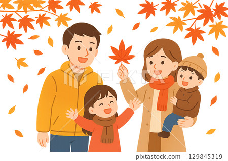 享受秋葉的家庭 129845319