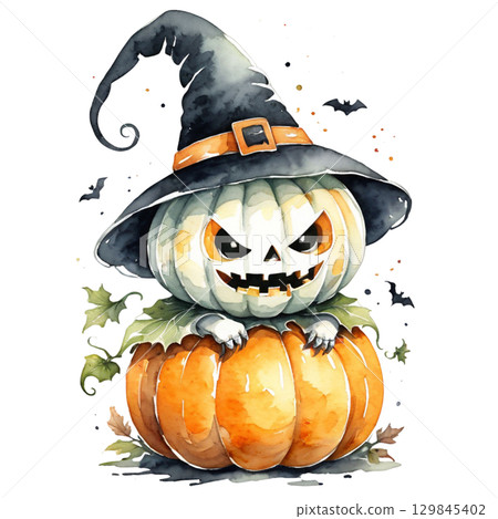 Halloween Pumpkin Ghost - Jack O'Lantern Halloween Pumpkin Ghost - Jack O'Lantern 129845402