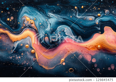 Abstract Blue And Gold Waves Abstract Blue And Gold Waves 129845475