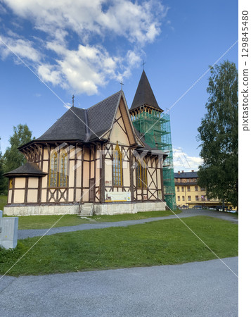 Vysoke Tatry, Slovakia - August 4, 2025: Restoration of the Catholic Church. Vysoke Tatry, Slovakia - August 4, 2025: Restoration of the Catholic Church. 129845480