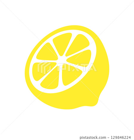 Cut lemon half showing juicy segments in flat cartoon style 129846224