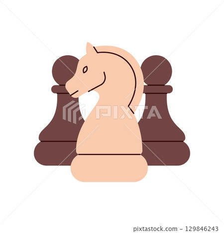 Elegant chess illustration with a knight and two pawns symbolizing tactical depth and strategic planning Elegant chess illustration with a knight and two pawns symbolizing tactical depth and strategic planning 129846243