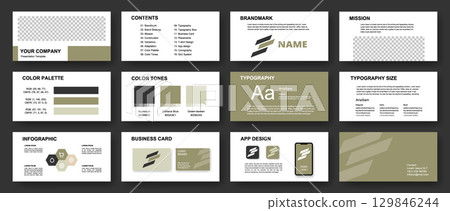 Minimal business branding presentation template with strategy and design 129846244