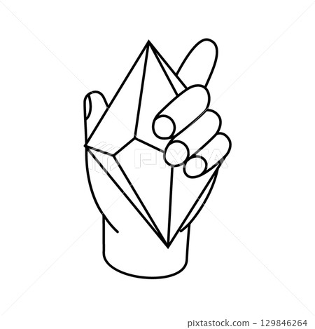 Hand holds a magic crystal. Magic mineral crystal. Mineral, precious stone or gem. Vector illustration. Hand holds a magic crystal. Magic mineral crystal. Mineral, precious stone or gem. Vector illustration. 129846264