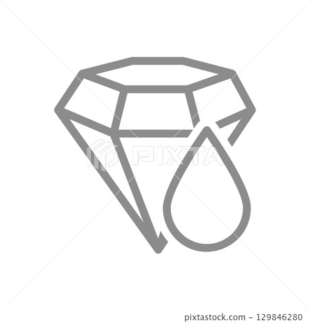 Diamond with drop line icon. Melting value, or precious fluid symbol. Vector illustration 129846280