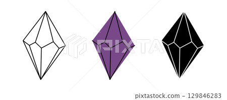 Glass crystal. Mystical esoteric crystal. Vector illustration 129846283