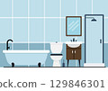 Bathroom in blue tones 129846301