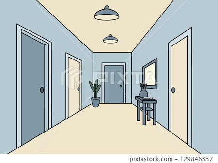 hallway in blue tones 129846337