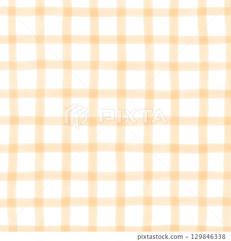 Orange White Plaid Gingham Madras Check Hand Drawn Background Pattern Overlay Orange White Plaid Gingham Madras Check Hand Drawn Background Pattern Overlay 129846338