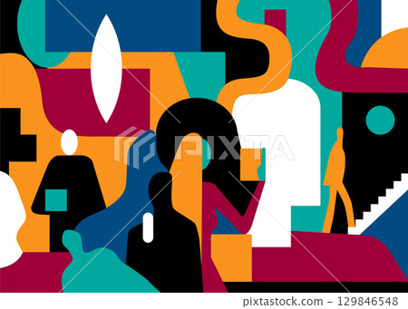 People social issues mental health abstract vector illustration , multicolored horizontal background People social issues mental health abstract vector illustration , multicolored horizontal background 129846548