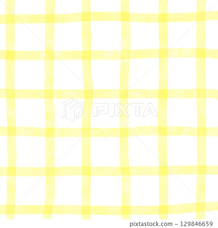 Yellow White Plaid Gingham Madras Check Hand Drawn Background Pattern Overlay Yellow White Plaid Gingham Madras Check Hand Drawn Background Pattern Overlay 129846659