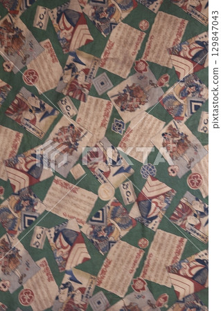 Japanese patterned persimmon dyed fabric 129847043