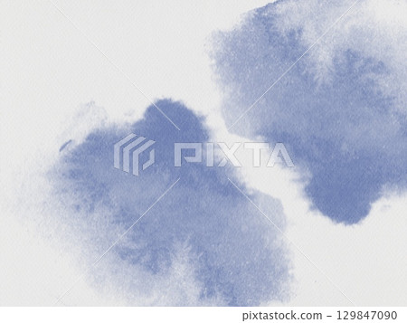 Blue white light watercolor abstract texture cloud-like shapes paper high-quality texture background pastel dark purple acrylic alcohol ink card template minimalistic 129847090