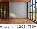 Modern contemporary loft empty room with blank concrete wall 3d render 129847380