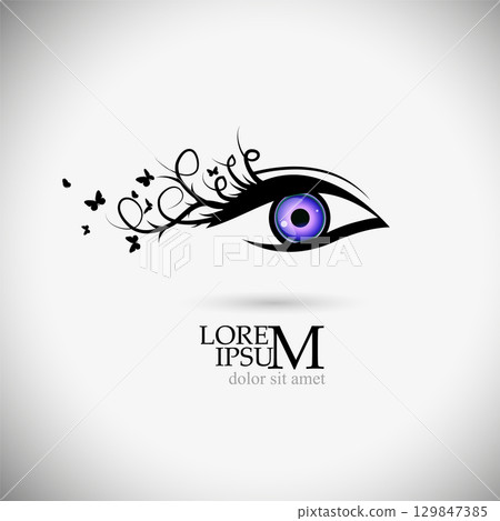 eye logo . hand drawn. Not AI, Vector illustration 129847385