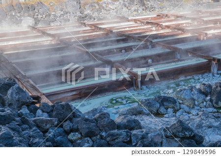 草津溫泉的象徵－湯畑風景 129849596