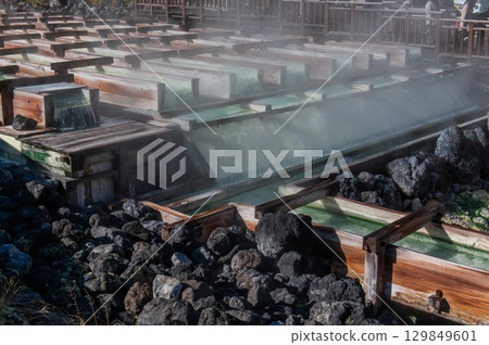 草津溫泉的象徵－湯畑風景 129849601