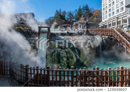 草津溫泉的象徵－湯畑風景 129849607
